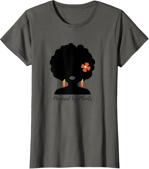 Vegan Black/African American Woman Vegetarian Afro T-Shirt - Image 2